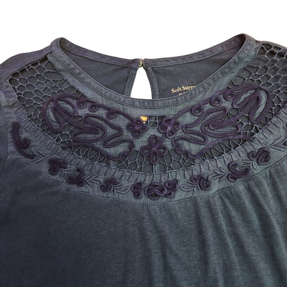 Soft Surroundings Women's L Teal Blue Long Sleeve Elastic Waist Pullover Knit To - Picture 8 of 10